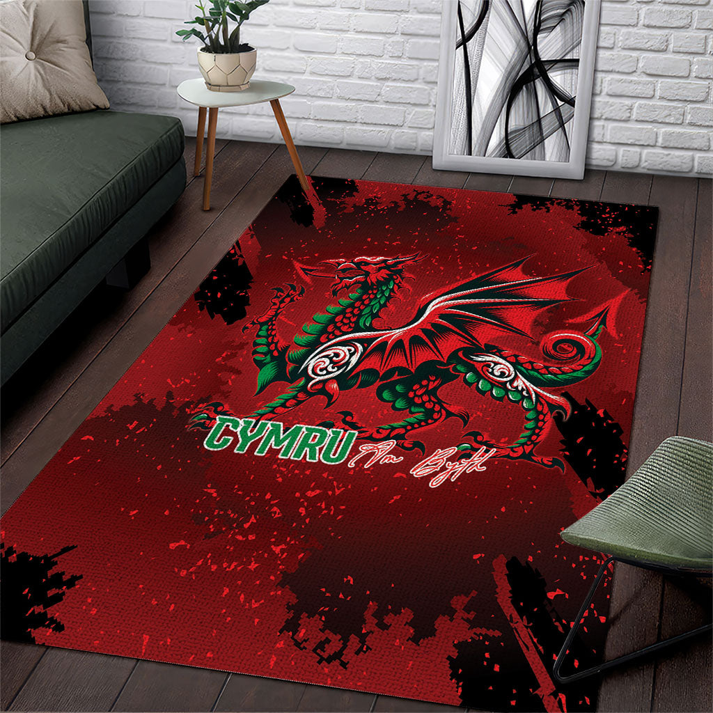 Wales Rugby National Heritage Area Rug Red Dragon Inspired Edition