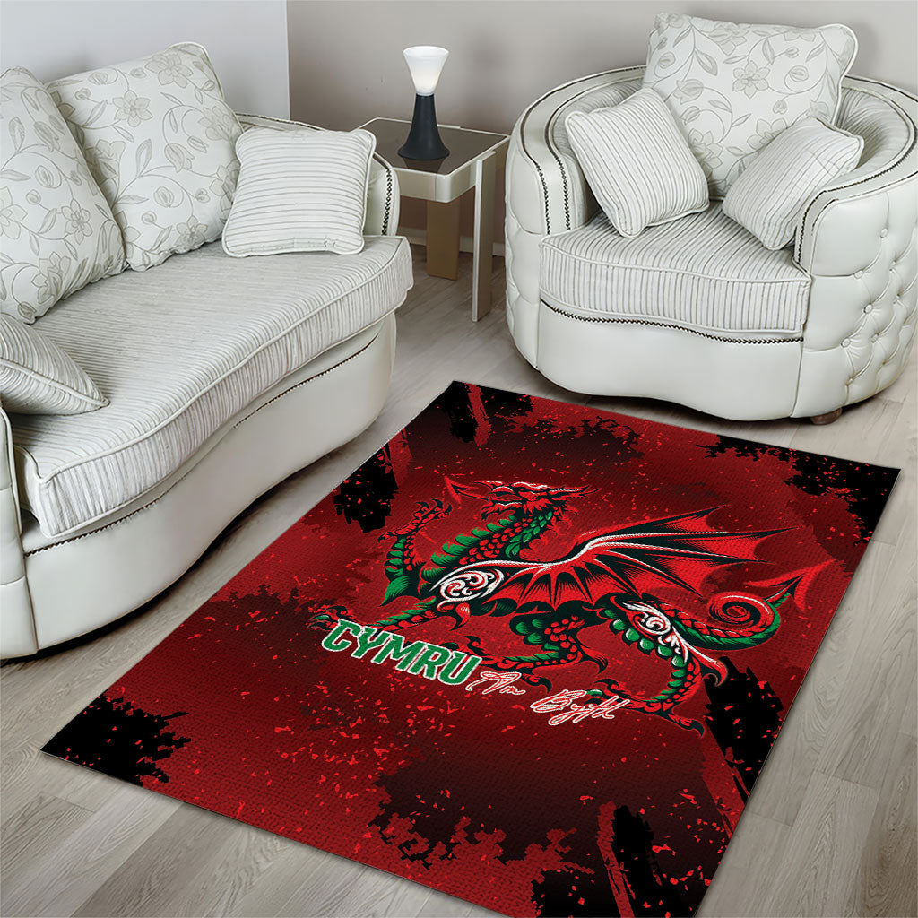Wales Rugby National Heritage Area Rug Red Dragon Inspired Edition