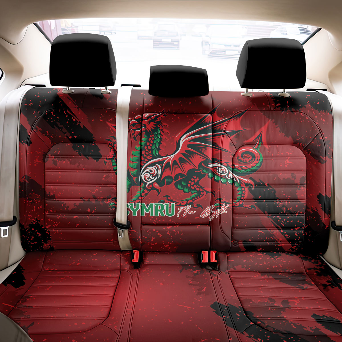 Wales Rugby National Heritage Back Car Seat Cover Red Dragon Inspired Edition