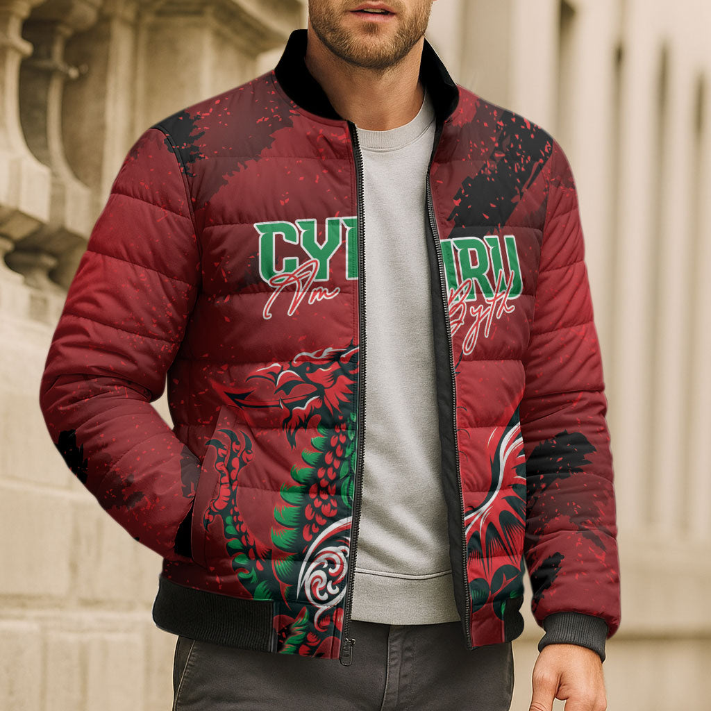 Wales Rugby National Heritage Custom Bomber Puffer Jacket Red Dragon Inspired Edition