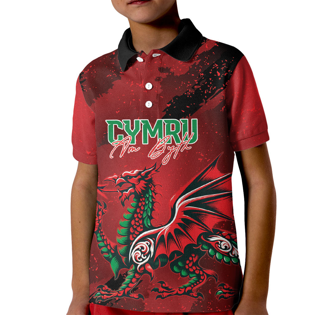 Wales Rugby National Heritage Custom Kid Polo Shirt Red Dragon Inspired Edition