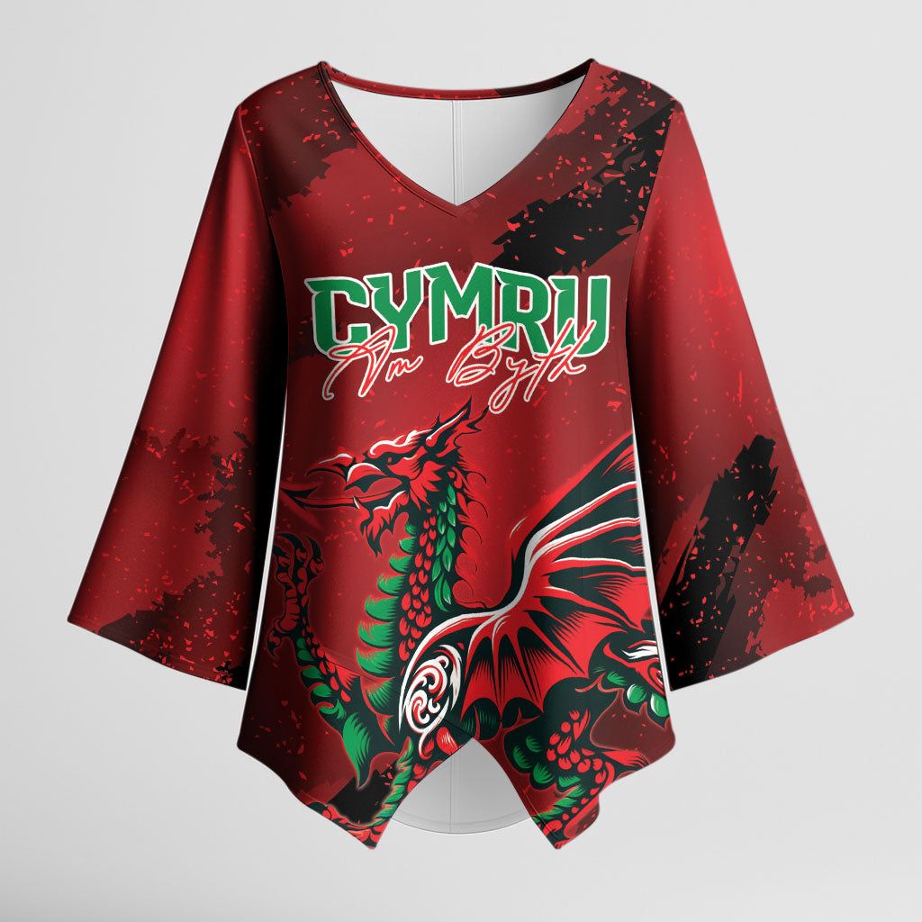 Wales Rugby National Heritage Custom Kimono Sleeve Blouse Red Dragon Inspired Edition