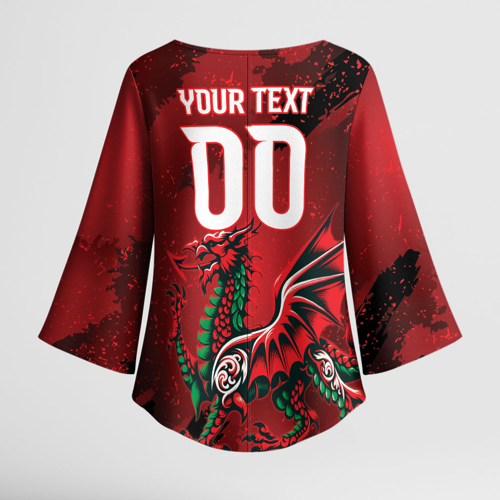 Wales Rugby National Heritage Custom Kimono Sleeve Blouse Red Dragon Inspired Edition