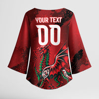 Wales Rugby National Heritage Custom Kimono Sleeve Blouse Red Dragon Inspired Edition