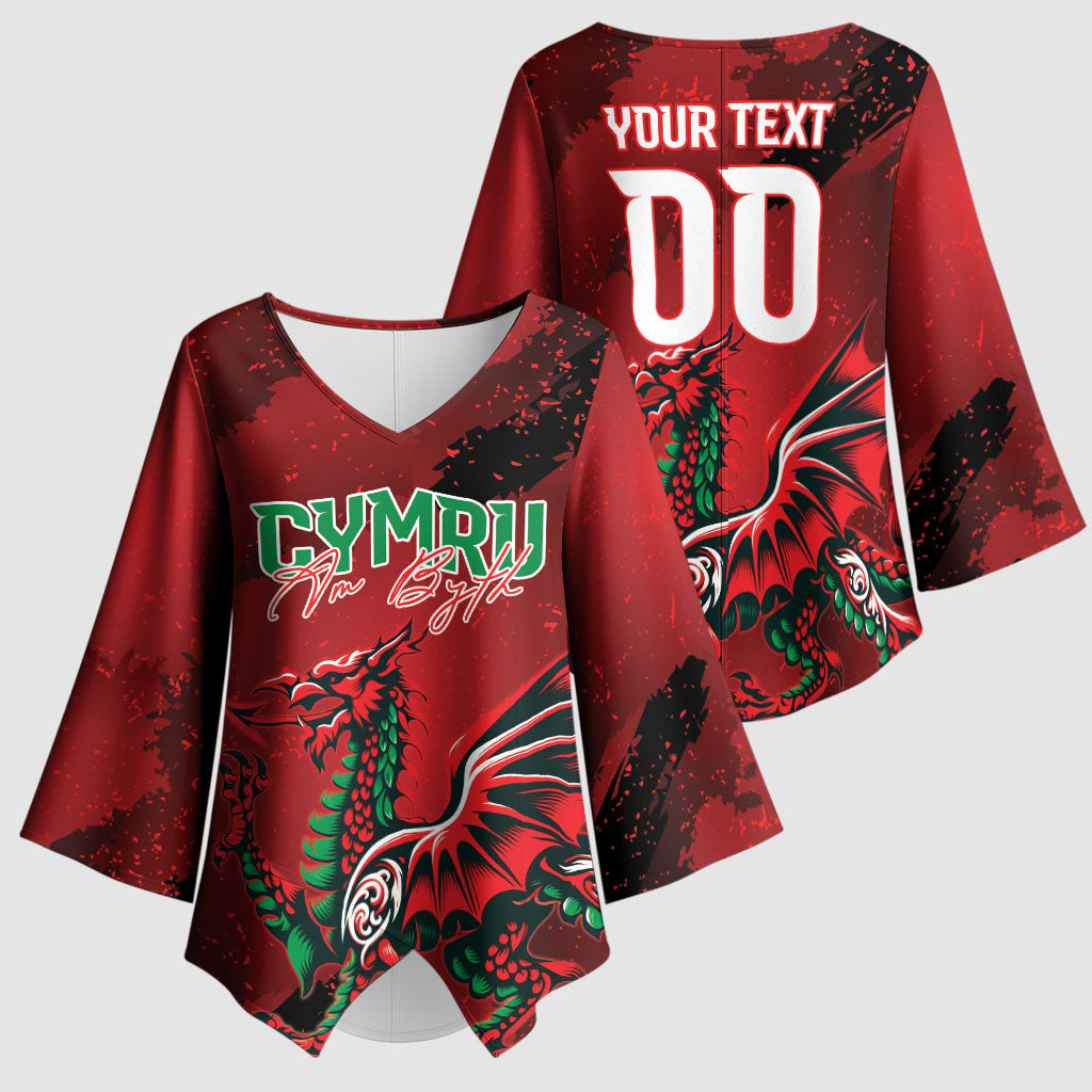 Wales Rugby National Heritage Custom Kimono Sleeve Blouse Red Dragon Inspired Edition