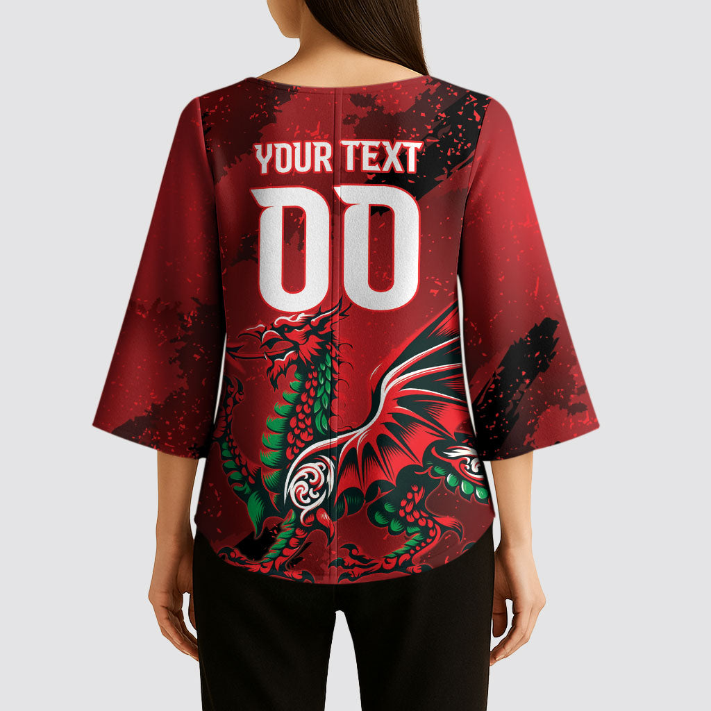 Wales Rugby National Heritage Custom Kimono Sleeve Blouse Red Dragon Inspired Edition