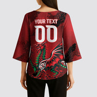 Wales Rugby National Heritage Custom Kimono Sleeve Blouse Red Dragon Inspired Edition