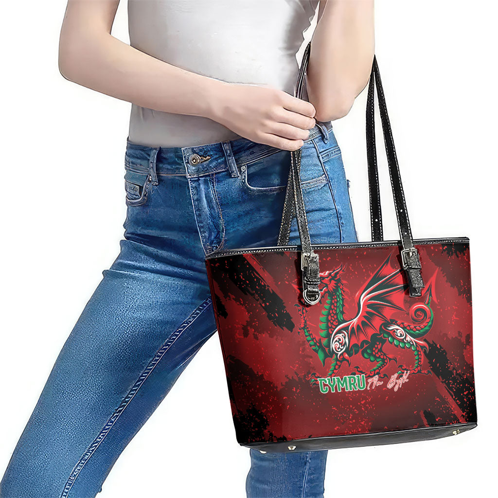 Wales Rugby National Heritage Leather Tote Bag Red Dragon Inspired Edition