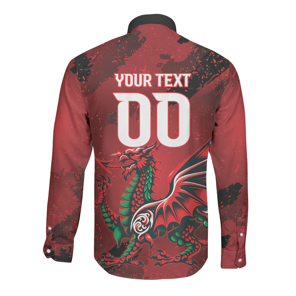 Wales Rugby National Heritage Custom Long Sleeve Button Shirt Red Dragon Inspired Edition