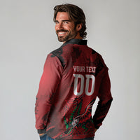 Wales Rugby National Heritage Custom Long Sleeve Polo Shirt Red Dragon Inspired Edition