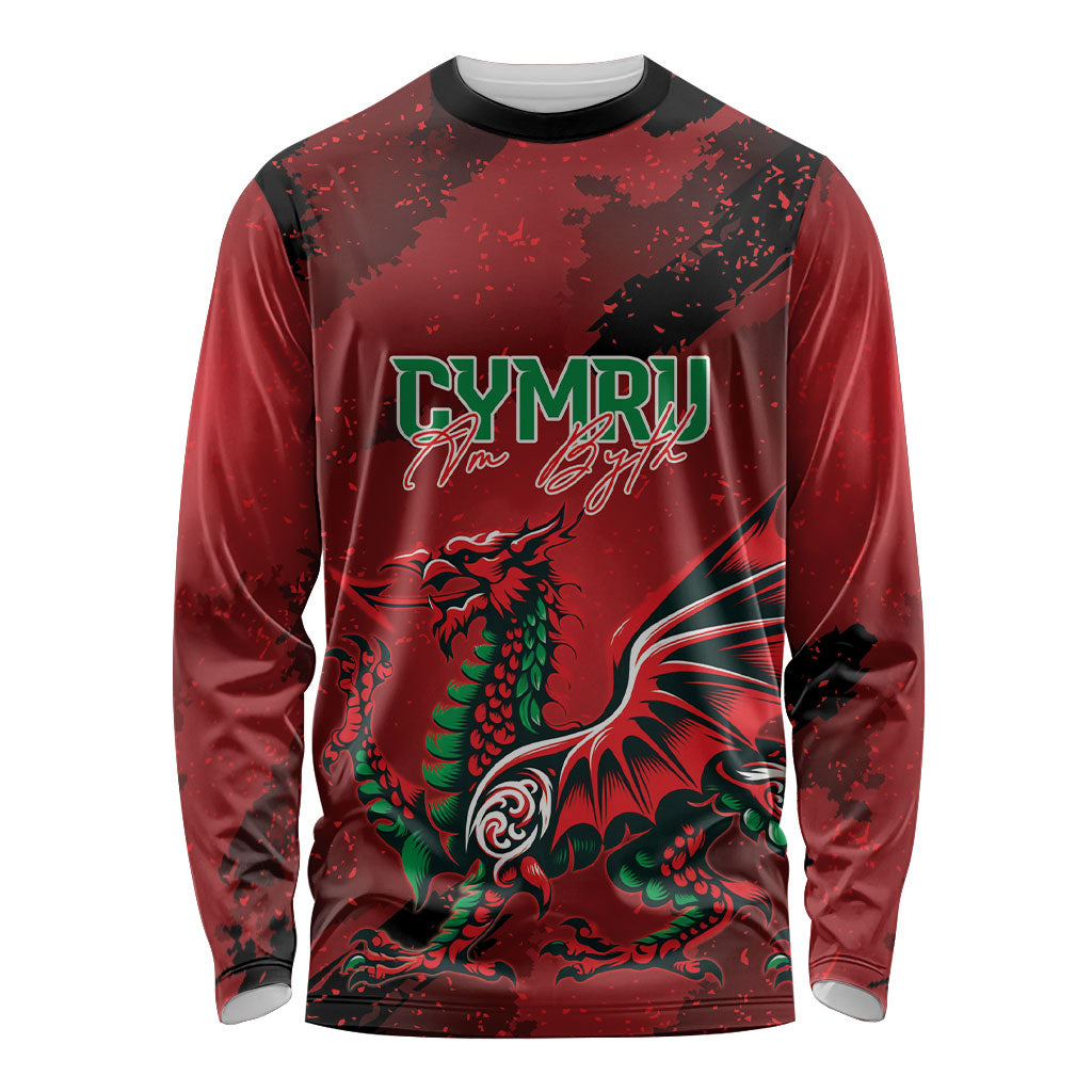 Wales Rugby National Heritage Custom Long Sleeve Shirt Red Dragon Inspired Edition