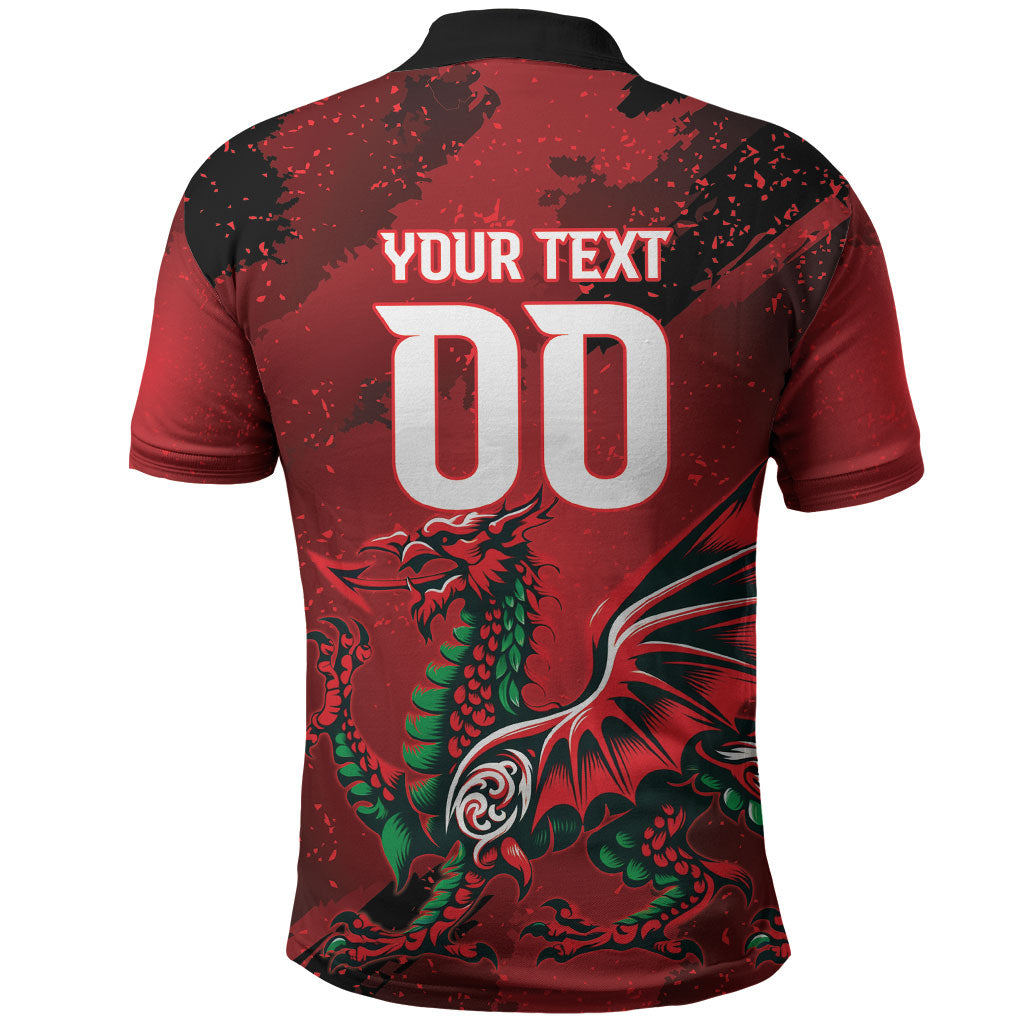 Wales Rugby National Heritage Custom Polo Shirt Red Dragon Inspired Edition