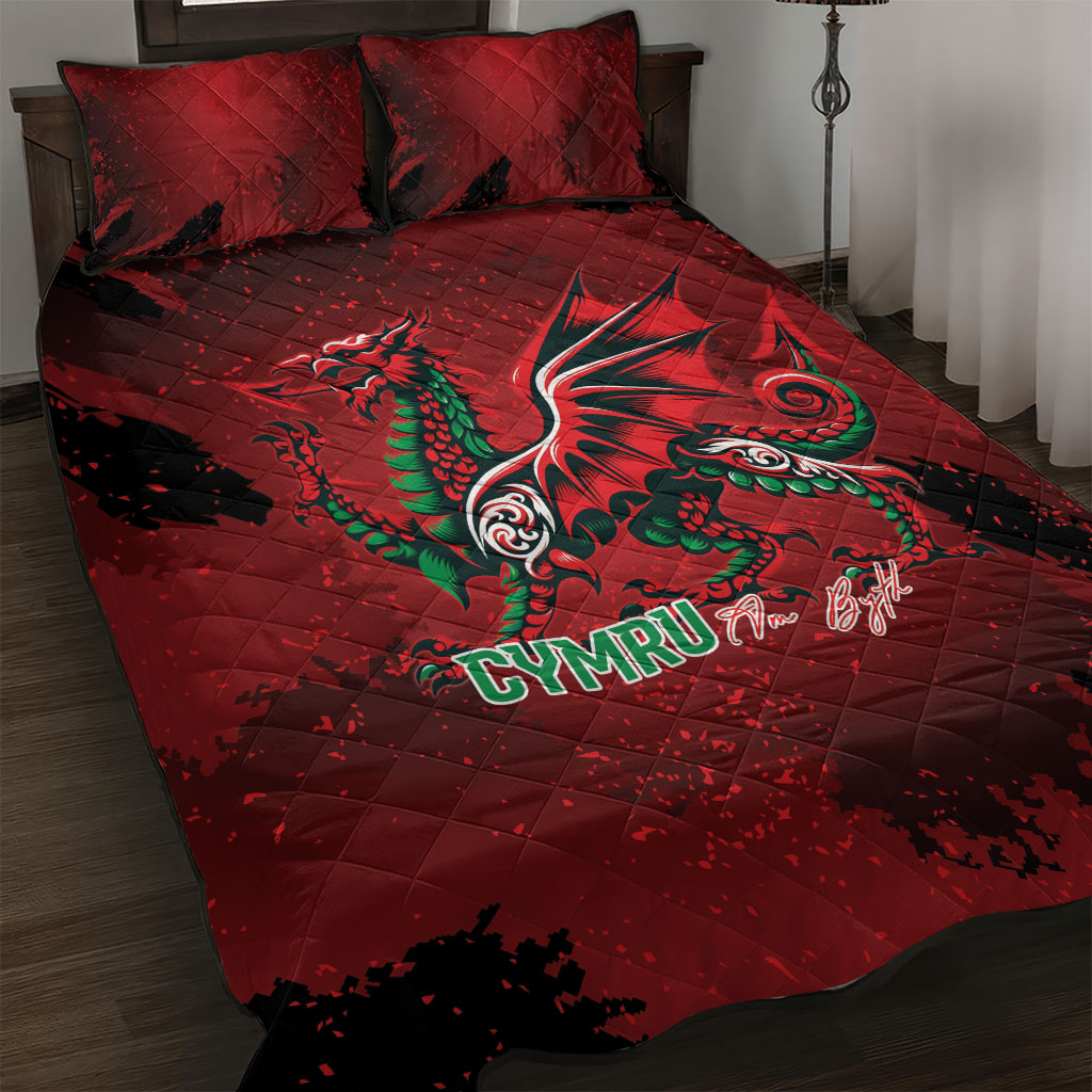Wales Rugby National Heritage Quilt Bed Set Red Dragon Inspired Edition