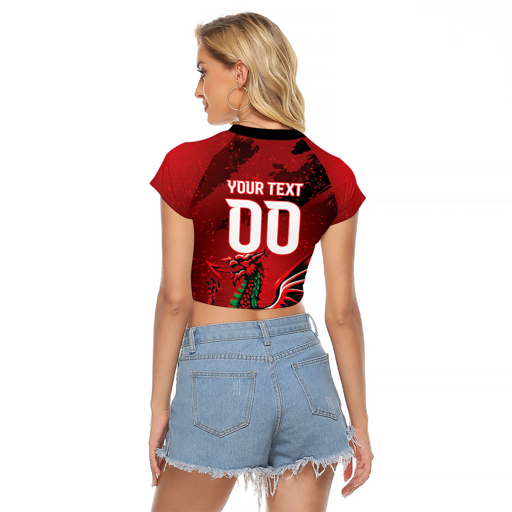 Wales Rugby National Heritage Custom Raglan Cropped T Shirt Red Dragon Inspired Edition