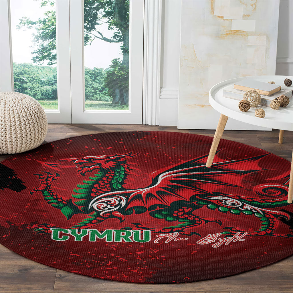 Wales Rugby National Heritage Round Carpet Red Dragon Inspired Edition