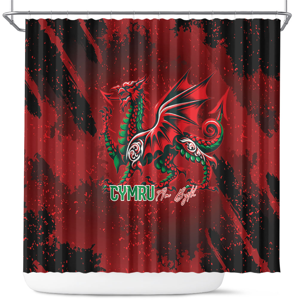 Wales Rugby National Heritage Shower Curtain Red Dragon Inspired Edition