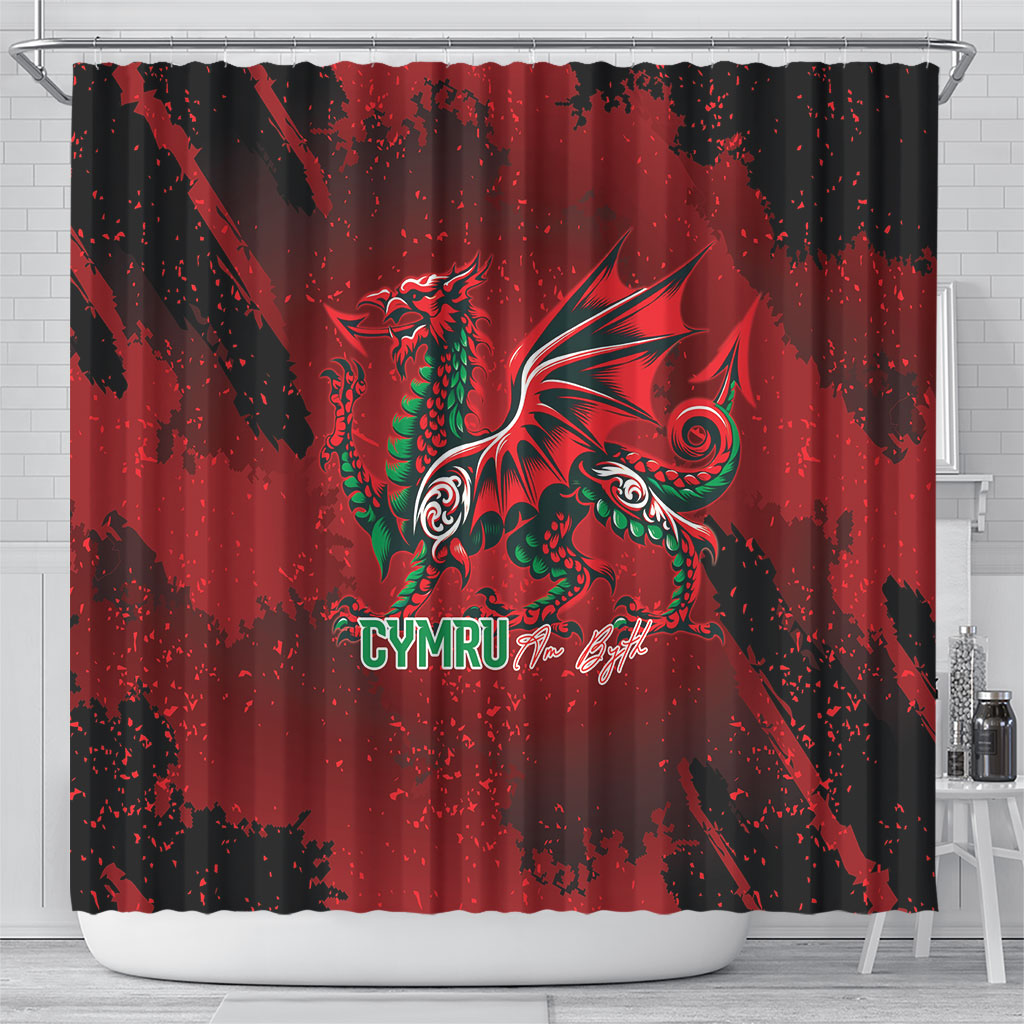 Wales Rugby National Heritage Shower Curtain Red Dragon Inspired Edition