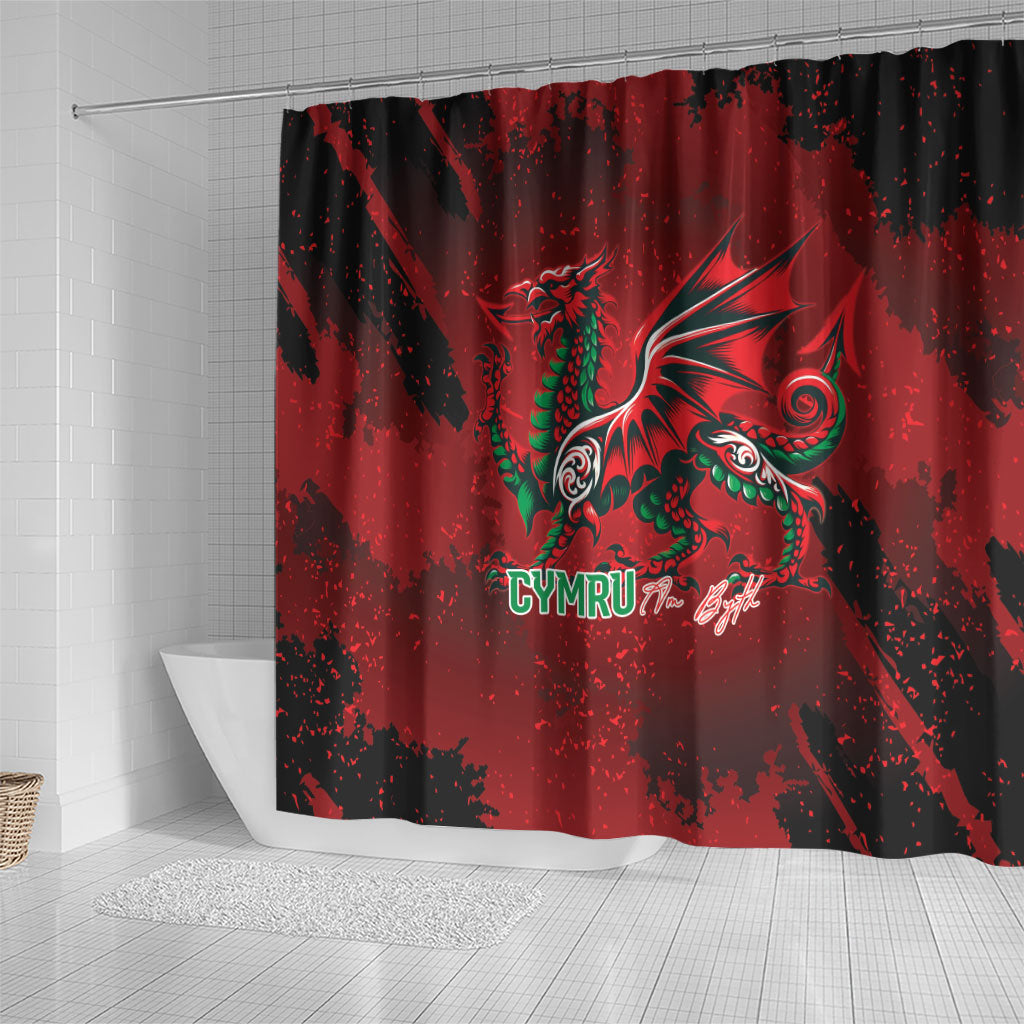 Wales Rugby National Heritage Shower Curtain Red Dragon Inspired Edition