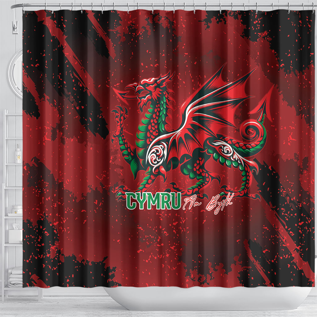 Wales Rugby National Heritage Shower Curtain Red Dragon Inspired Edition