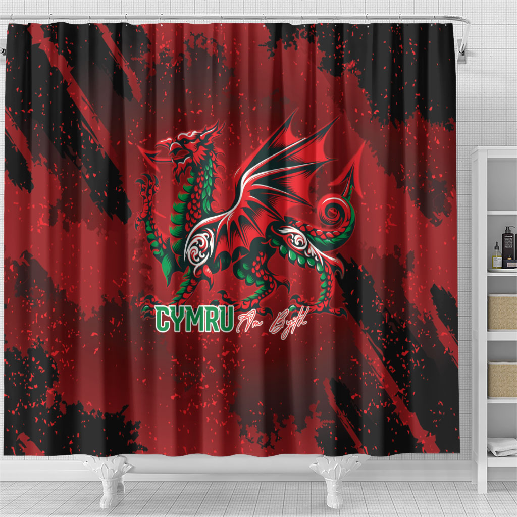 Wales Rugby National Heritage Shower Curtain Red Dragon Inspired Edition