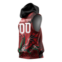 Wales Rugby National Heritage Custom Sleeveless Hoodie Red Dragon Inspired Edition