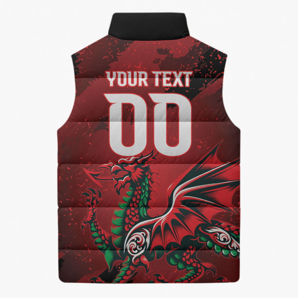Wales Rugby National Heritage Custom Sleeveless Puffer Jacket Red Dragon Inspired Edition