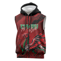Wales Rugby National Heritage Custom Sleeveless Zip Hoodie Red Dragon Inspired Edition