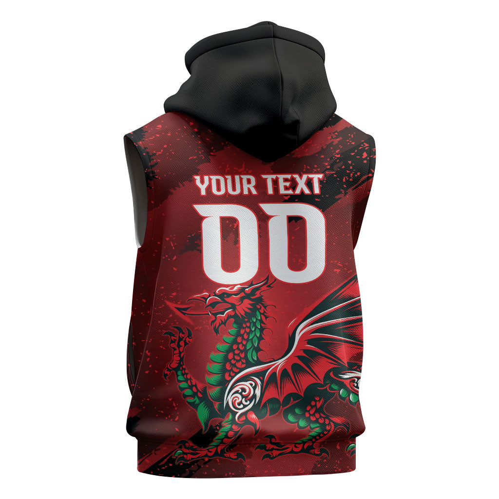 Wales Rugby National Heritage Custom Sleeveless Zip Hoodie Red Dragon Inspired Edition