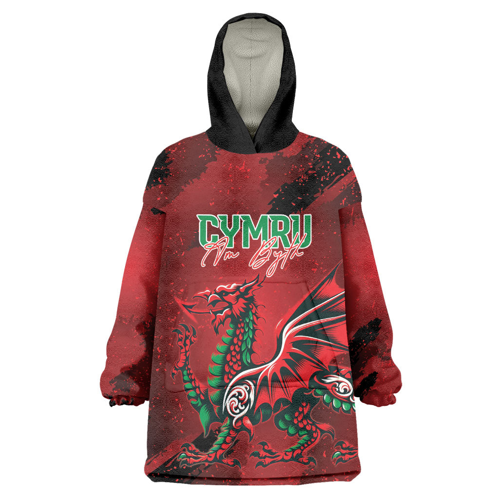 Wales Rugby National Heritage Custom Wearable Blanket Hoodie Red Dragon Inspired Edition