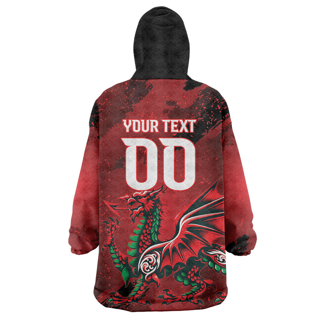 Wales Rugby National Heritage Custom Wearable Blanket Hoodie Red Dragon Inspired Edition