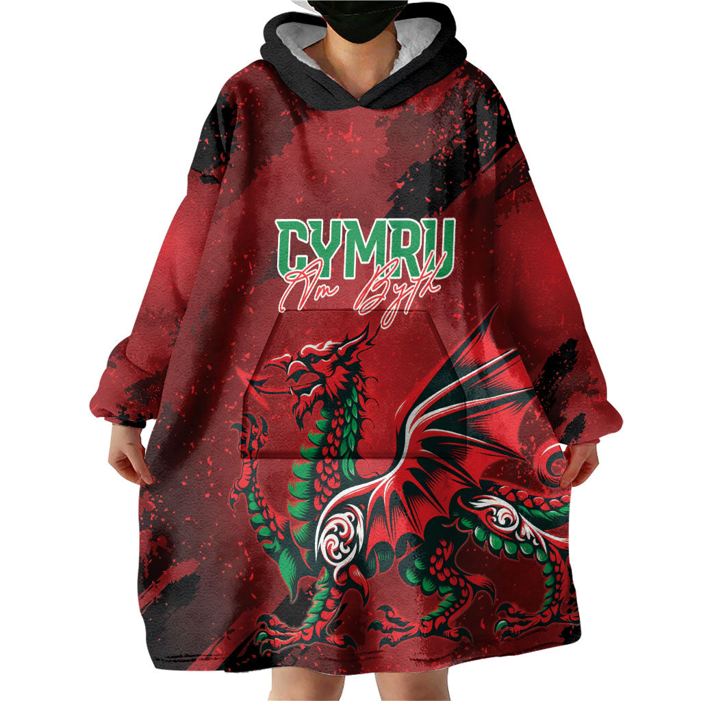 Wales Rugby National Heritage Custom Wearable Blanket Hoodie Red Dragon Inspired Edition