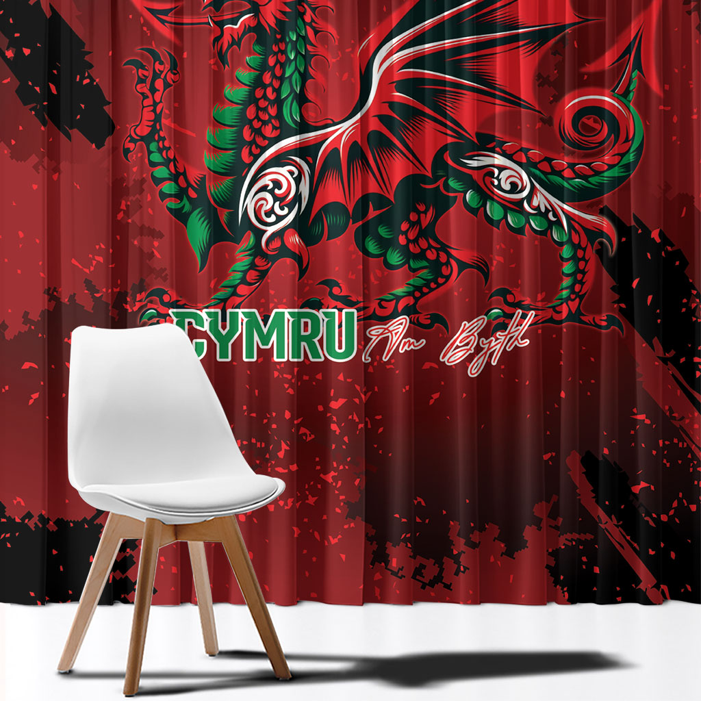Wales Rugby National Heritage Window Curtain Red Dragon Inspired Edition