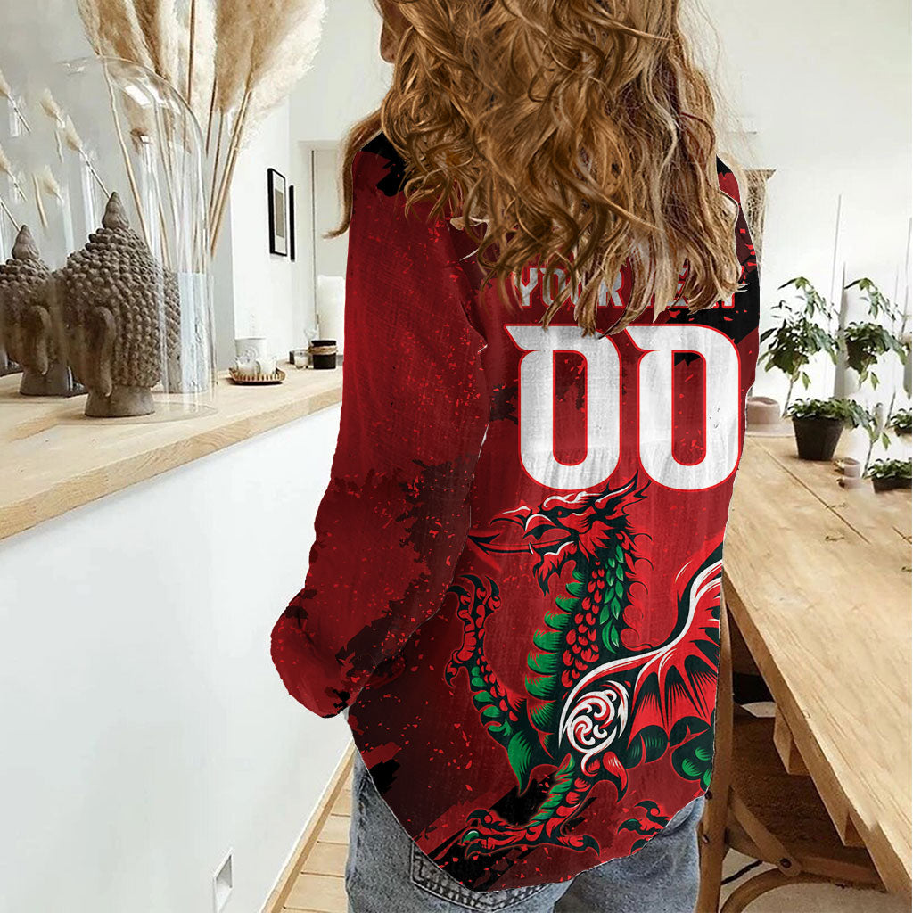 Wales Rugby National Heritage Custom Women Casual Shirt Red Dragon Inspired Edition