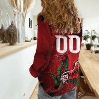 Wales Rugby National Heritage Custom Women Casual Shirt Red Dragon Inspired Edition