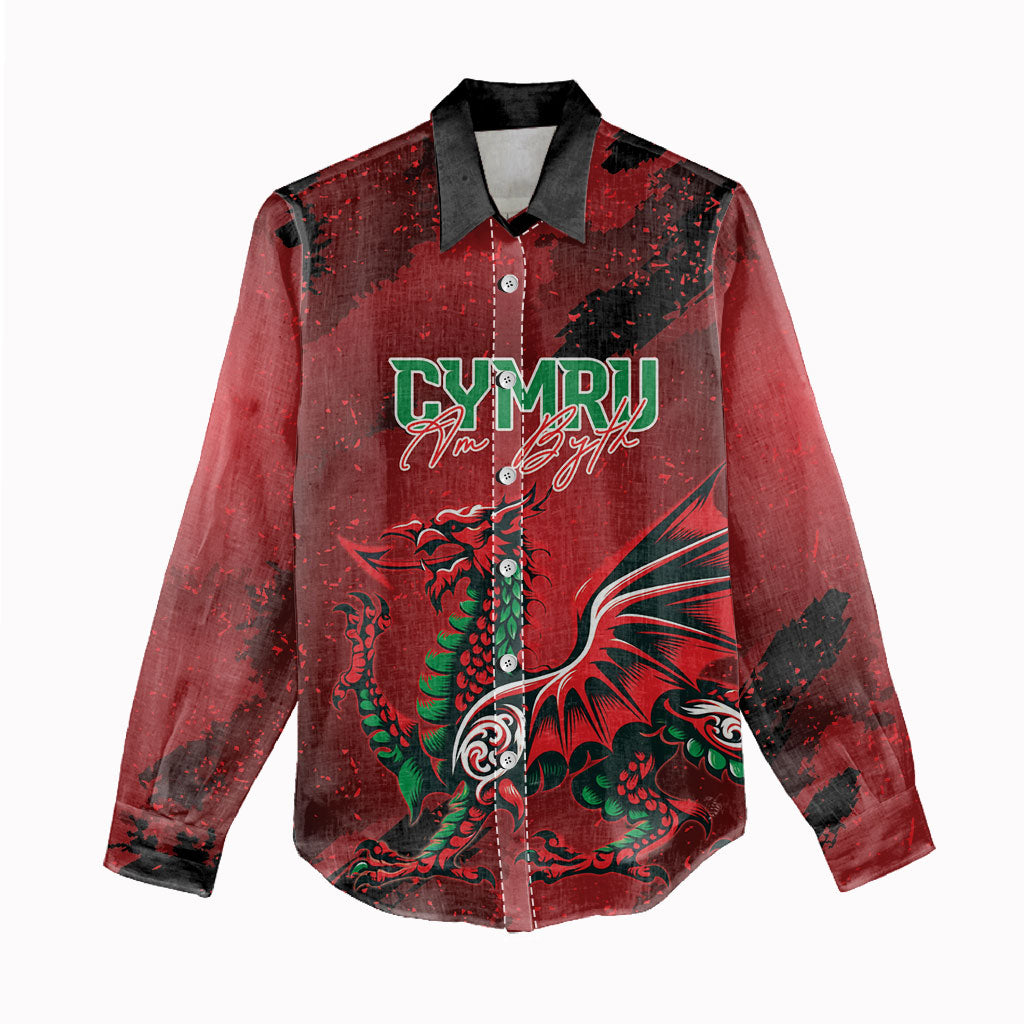 Wales Rugby National Heritage Custom Women Casual Shirt Red Dragon Inspired Edition