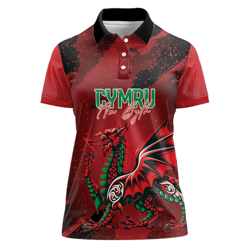 Wales Rugby National Heritage Custom Women Polo Shirt Red Dragon Inspired Edition