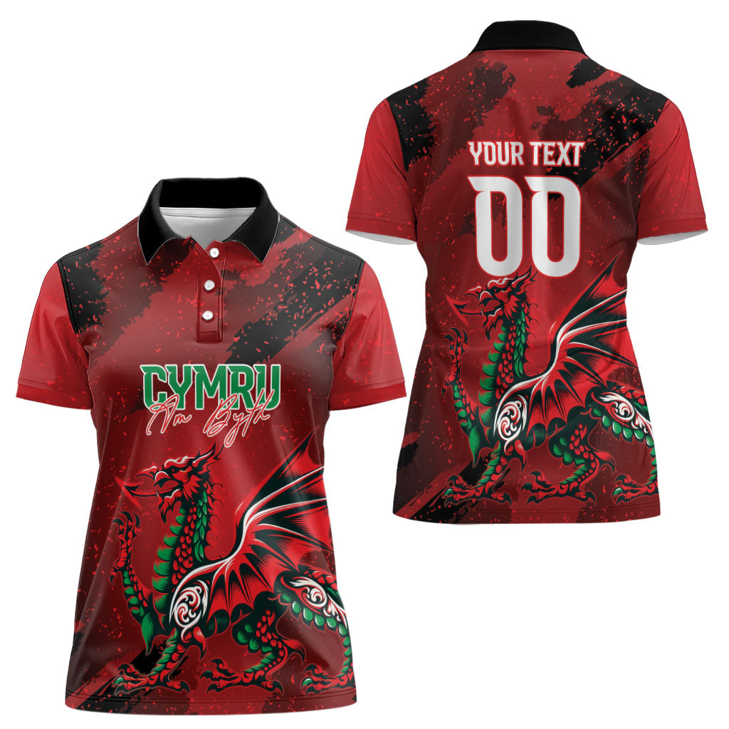 Wales Rugby National Heritage Custom Women Polo Shirt Red Dragon Inspired Edition
