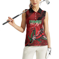 Wales Rugby National Heritage Custom Women Sleeveless Polo Shirt Red Dragon Inspired Edition
