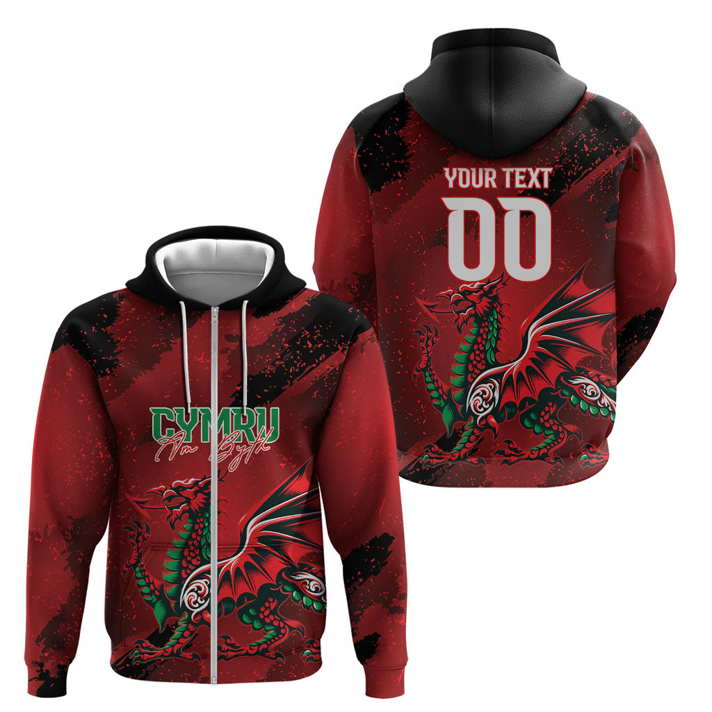 Wales Rugby National Heritage Custom Zip Hoodie Red Dragon Inspired Edition