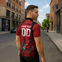 Wales Rugby National Heritage Custom Zipper Polo Shirt Red Dragon Inspired Edition