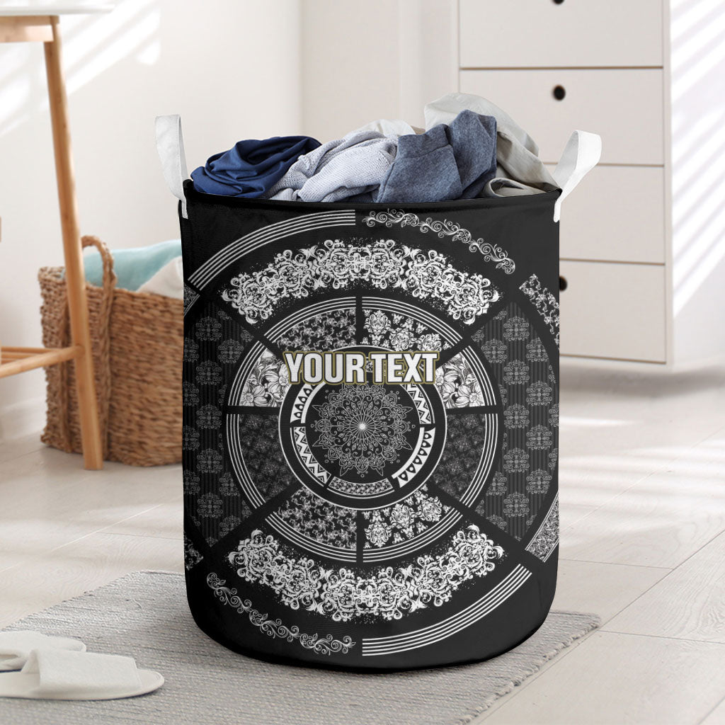 Italy Rugby Concept Custom Laundry Basket Black and White Mandala Inspired