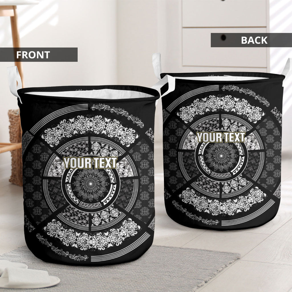 Italy Rugby Concept Custom Laundry Basket Black and White Mandala Inspired
