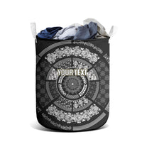 Italy Rugby Concept Custom Laundry Basket Black and White Mandala Inspired
