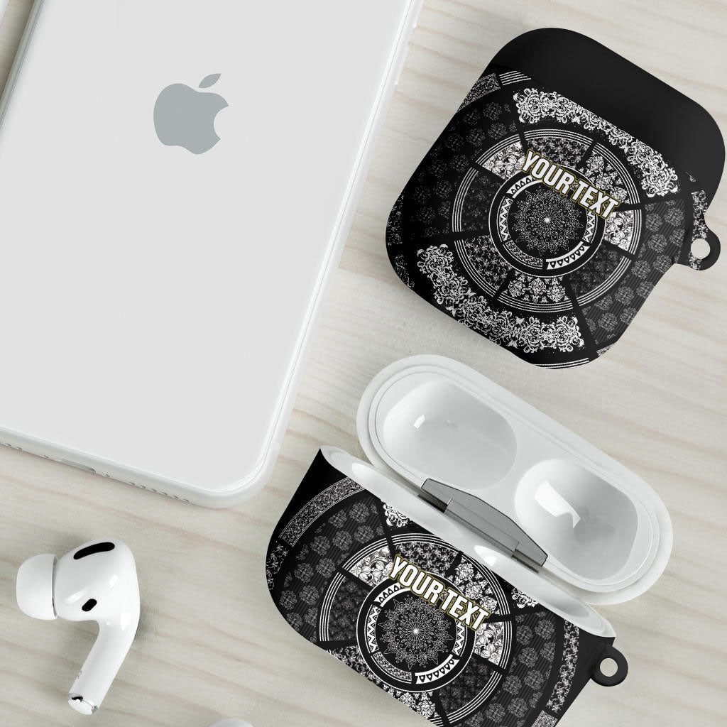 Italy Rugby Concept Custom AirPods Case Black and White Mandala Inspired