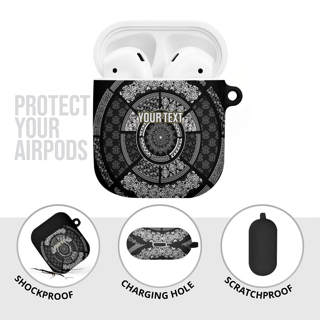Italy Rugby Concept Custom AirPods Case Black and White Mandala Inspired
