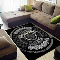 Italy Rugby Concept Custom Area Rug Black and White Mandala Inspired