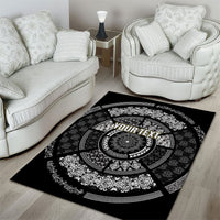 Italy Rugby Concept Custom Area Rug Black and White Mandala Inspired