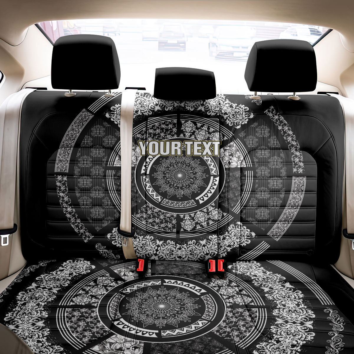 Italy Rugby Concept Custom Back Car Seat Cover Black and White Mandala Inspired