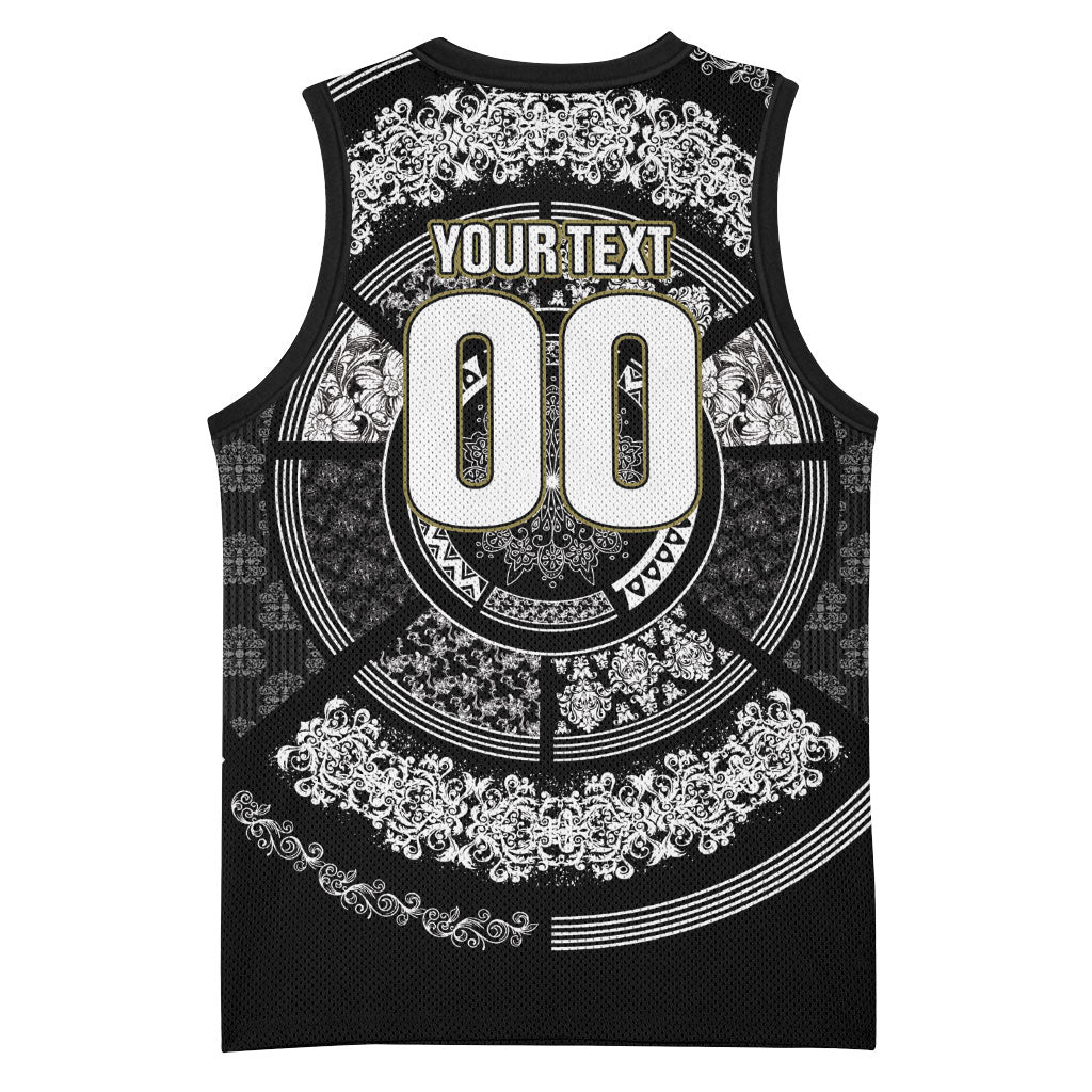 Italy Rugby Concept Custom Basketball Jersey Black and White Mandala Inspired