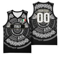 Italy Rugby Concept Custom Basketball Jersey Black and White Mandala Inspired